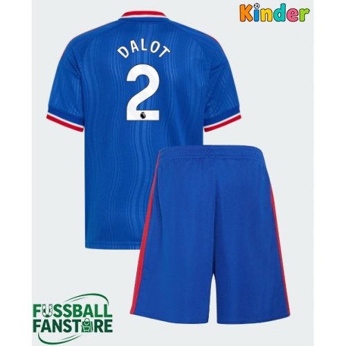 Manchester United Diogo Dalot #2 Replik Auswärtstrikot Kinder 2026-27 Kurzarm (+ Kurze Hosen)